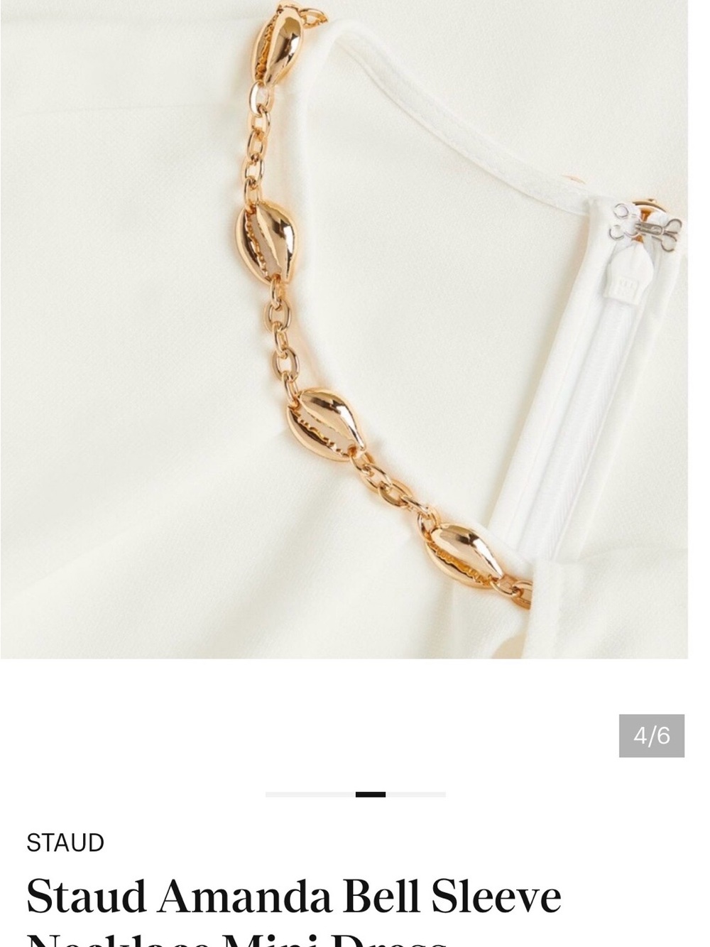 STAUD Cream Long-Sleeve Chain-Neck dress - Picture 5 of 7